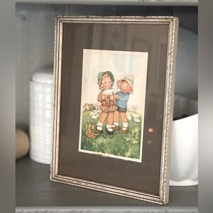 Vintage Barbara Fox Framed Picture. Sz-7.5”x9.5” Kitschy | Post Card | Print EUC